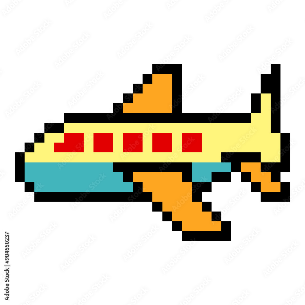 Fototapeta premium Airplane in pixel art style