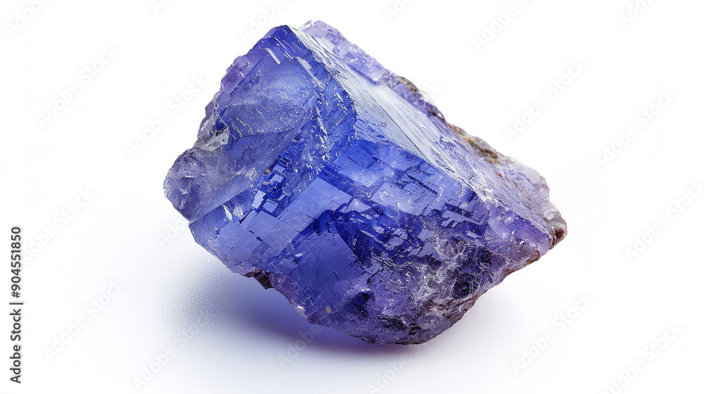 Fototapeta premium Tanzanite on an isolated white background, object focused, png, stock image, hd quality, natural look