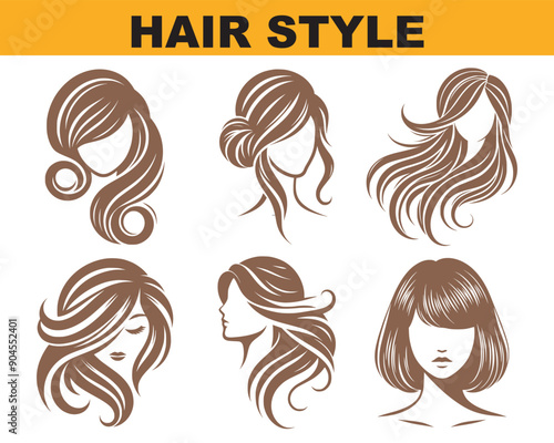 Girl hairstlye. girl hair. the girl hair. girl brown hair. fair hair girl. blond hair girl. illustration of a woman with long hair. illustration of a girl with hair. EPS 10.