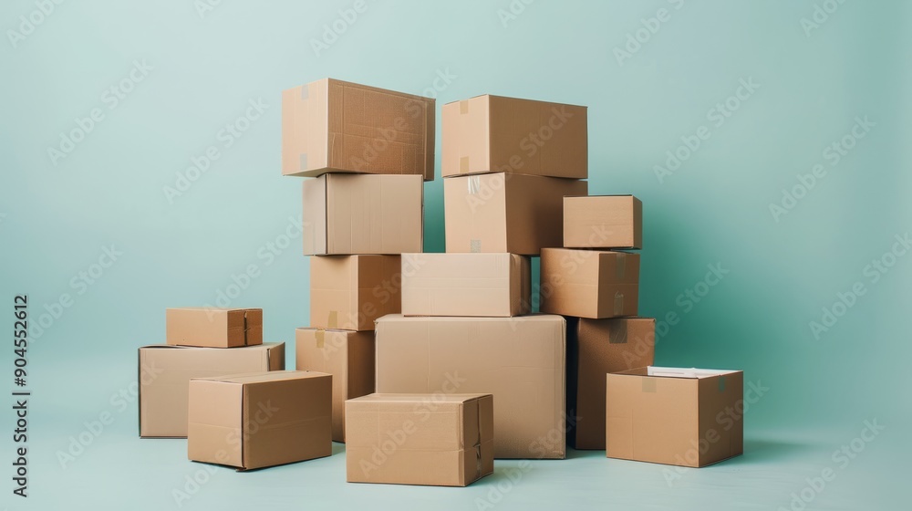 A neatly stacked pile of cardboard boxes on a plain background, symbolizing moving or storage organization A neatly stacked pile of cardboard boxes on a plain background, symbolizing moving or storage organization