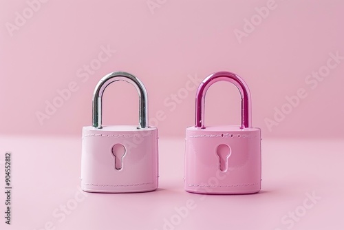 Pair of pink padlocks, portraying partnership and dual-layer security in a soft, approachable manner.