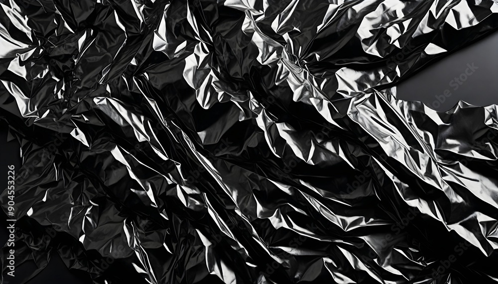 A black background with a crinkled, foil-like texture, reflecting light in a shimmering, metallic manner. Multiple variations available. A black background with a crinkled, foil-like texture, reflecting light in a shimmering, metallic manner. Multiple variations available.