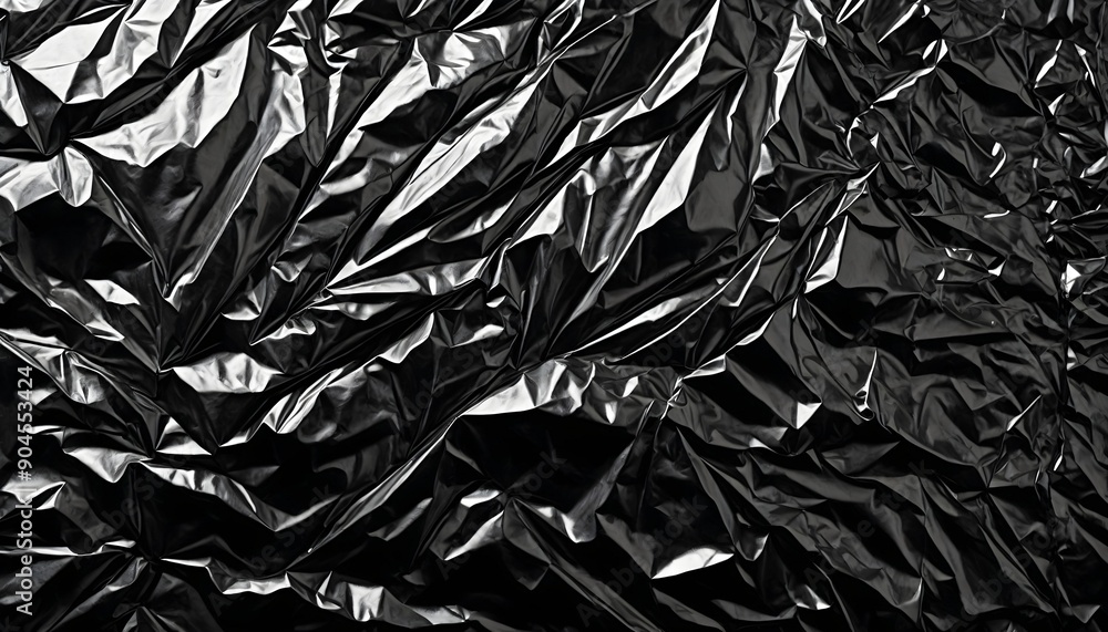 A black background with a crinkled, foil-like texture, reflecting light in a shimmering, metallic manner. Multiple variations available. A black background with a crinkled, foil-like texture, reflecting light in a shimmering, metallic manner. Multiple variations available.