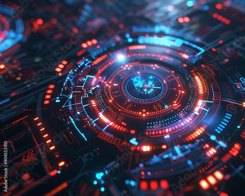 Advanced Technology and Science: Closeup of Digital Data Visualization and Holographic Elements © AhmadTriwahyuutomo