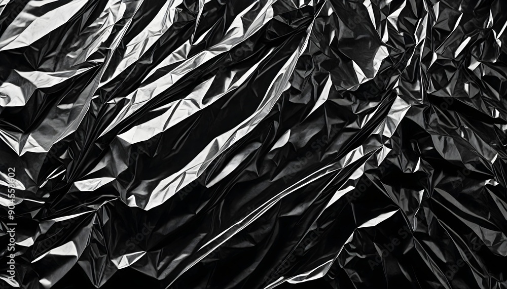 A black background with a crinkled, foil-like texture, reflecting light in a shimmering, metallic manner. Multiple variations available. A black background with a crinkled, foil-like texture, reflecting light in a shimmering, metallic manner. Multiple variations available.