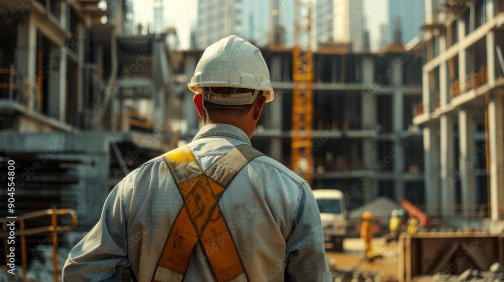 Electrician construction site background generative ai Electrician construction site background generative ai