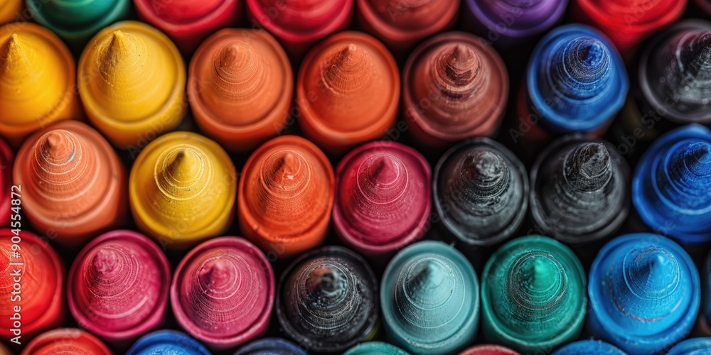 Colorful Array of Crayons Close-Up - Bright Art Supplies for Back to School and Creative Projects Colorful Array of Crayons Close-Up - Bright Art Supplies for Back to School and Creative Projects