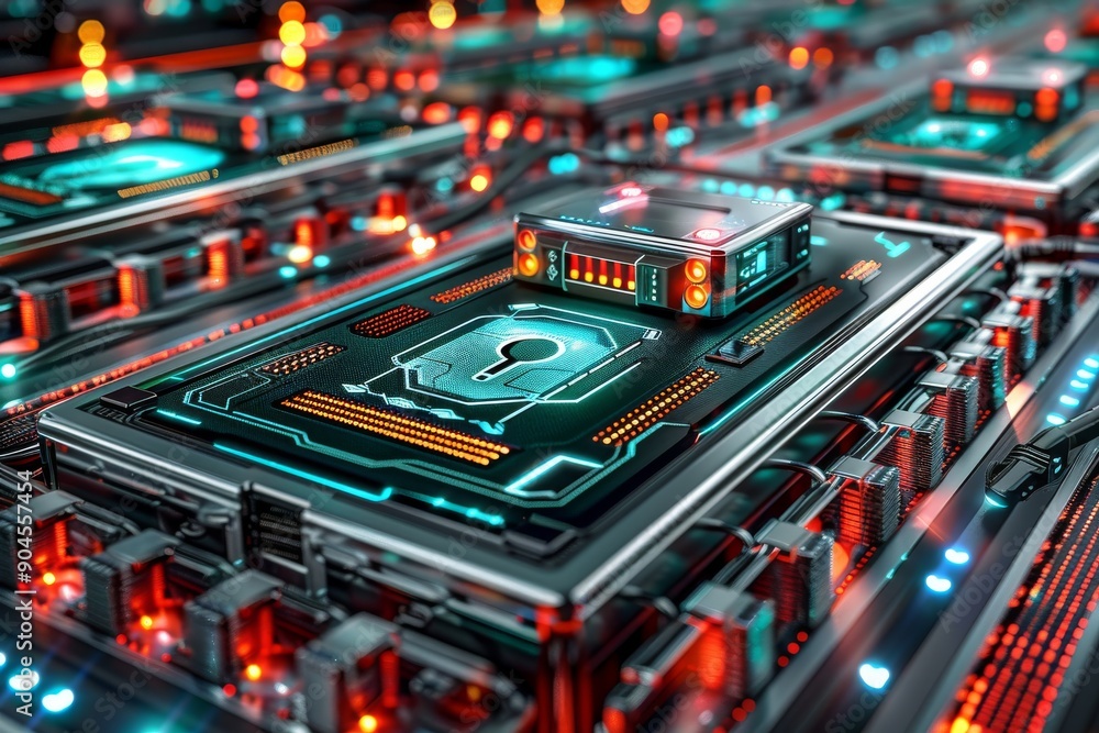 Red and black dynamic motherboard layout symbolizing power and high-performance computing. Red and black dynamic motherboard layout symbolizing power and high-performance computing.