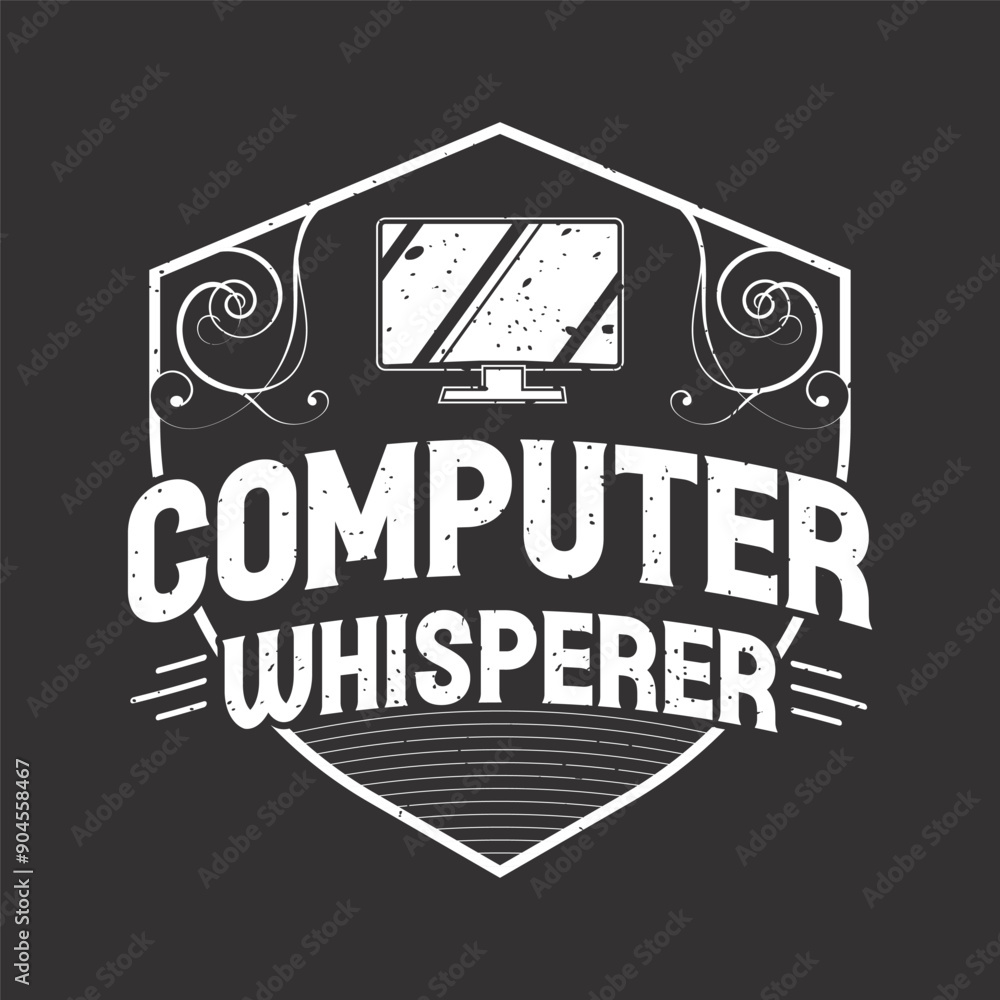 Obraz premium Computer Whisperer. Computer Programming Tshirt Design. Desk device typography design