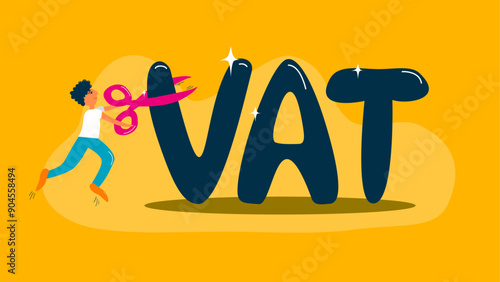 An illustration representing government policy on reducing VAT (Value Added Tax) to aid economic recovery. 