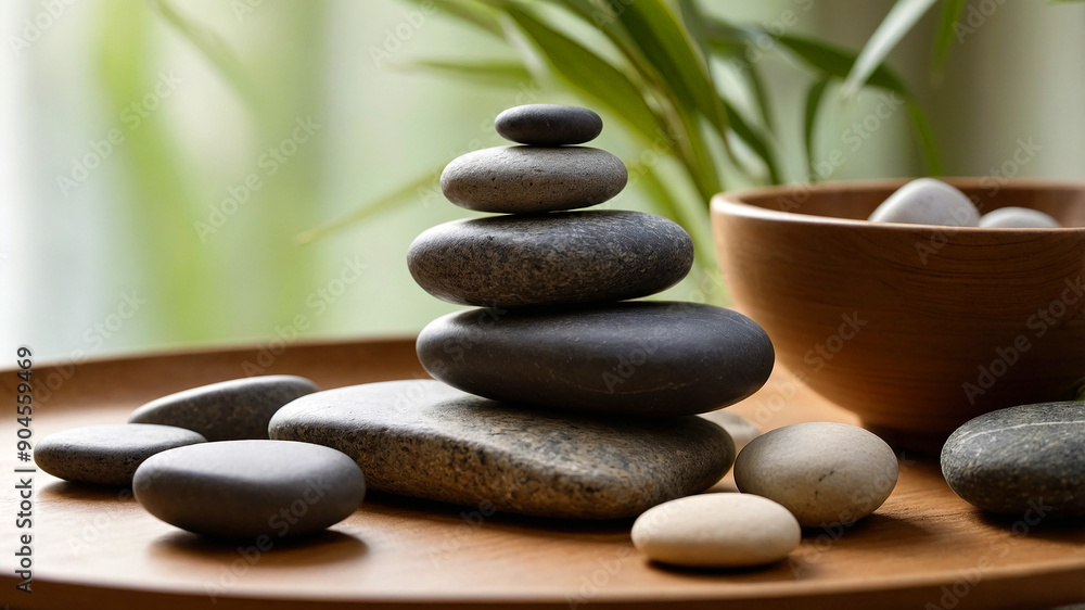 A stack of Zen stones with beauty, simplicity and strength found in gentle stability. A stack of Zen stones with beauty, simplicity and strength found in gentle stability.