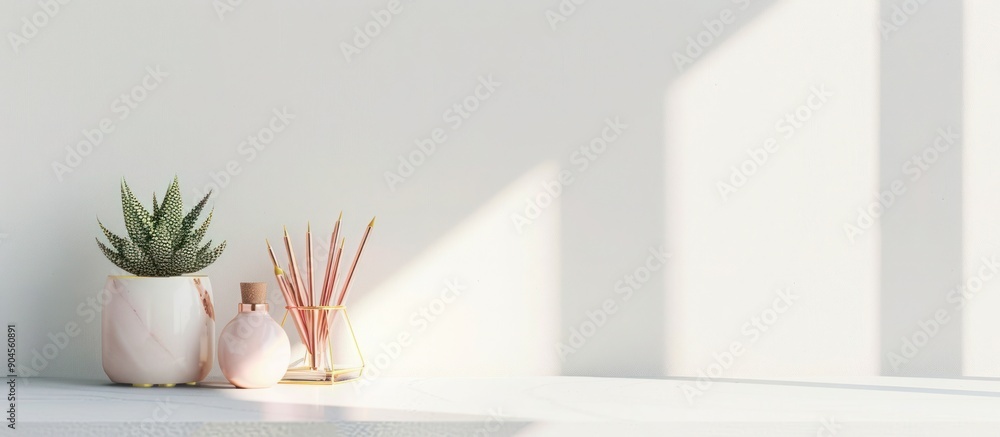 Minimalist table settings and decorations on a white background Minimalist table settings and decorations on a white background