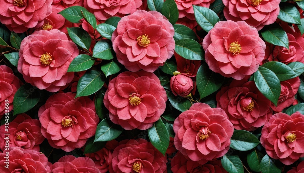Pink Camellia Flowers Close-Up Pink Camellia Flowers Close-Up