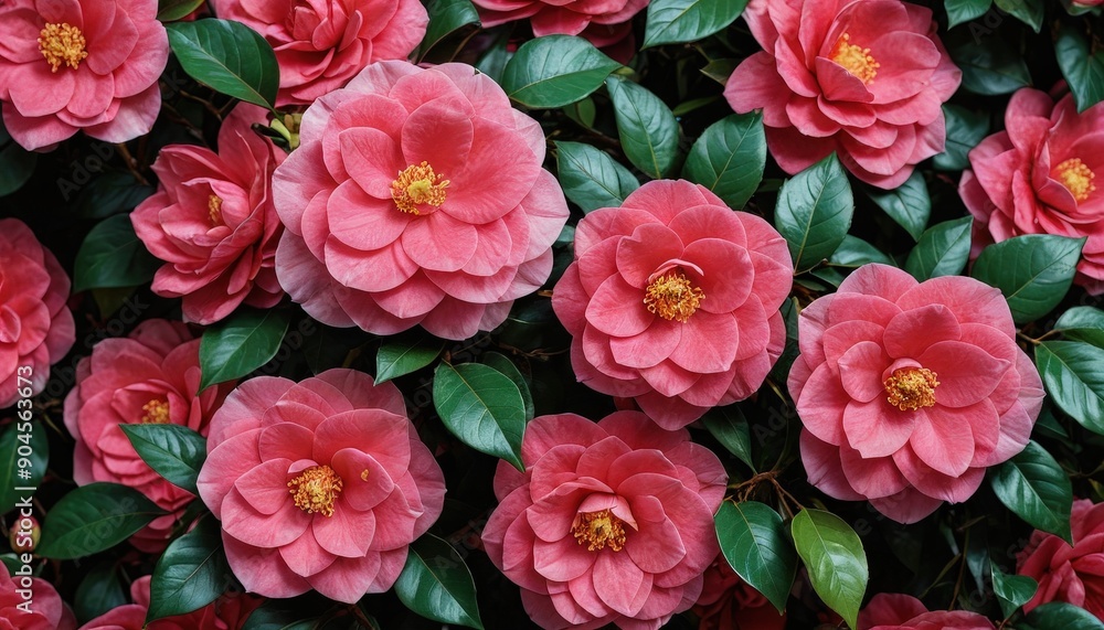 Pink Camellia Flowers Close-Up. Pink Camellia Flowers Close-Up.