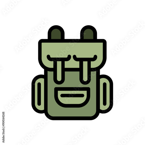 mountain bag icon design colored outline