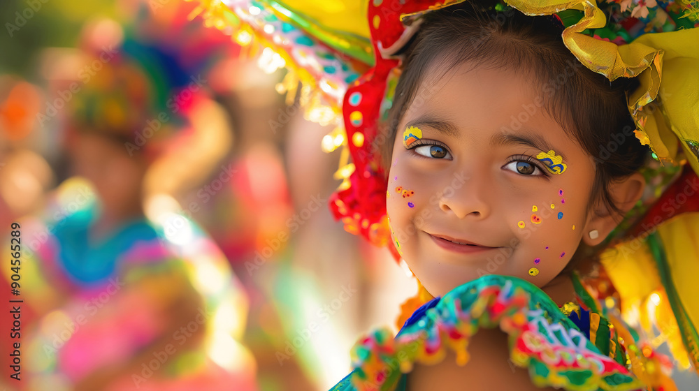 Portrait of a Brazilian Child Dancing Samba. Children Lifestyle Concept Portrait of a Brazilian Child Dancing Samba. Children Lifestyle Concept