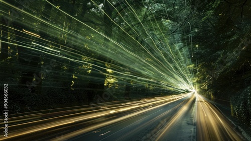 Light Trails Through a Forest Canopy