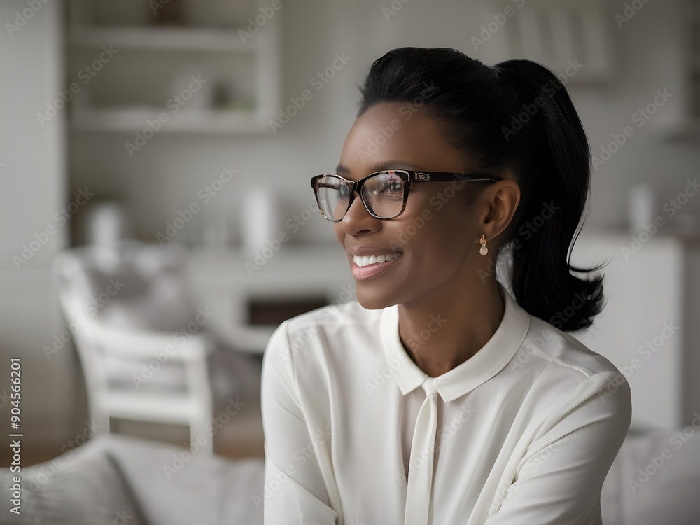 portrait of a black woman wearing glasses portrait of a black woman wearing glasses