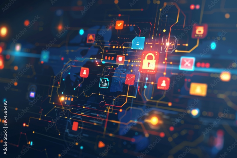Futuristic robotic arms assembling digital locks, signifying the automation of security systems. Futuristic robotic arms assembling digital locks, signifying the automation of security systems.