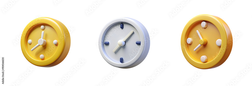 Fototapeta premium Stylish 3D Clock on Clear Background: Enhancing Your Design with Timekeeping Elements