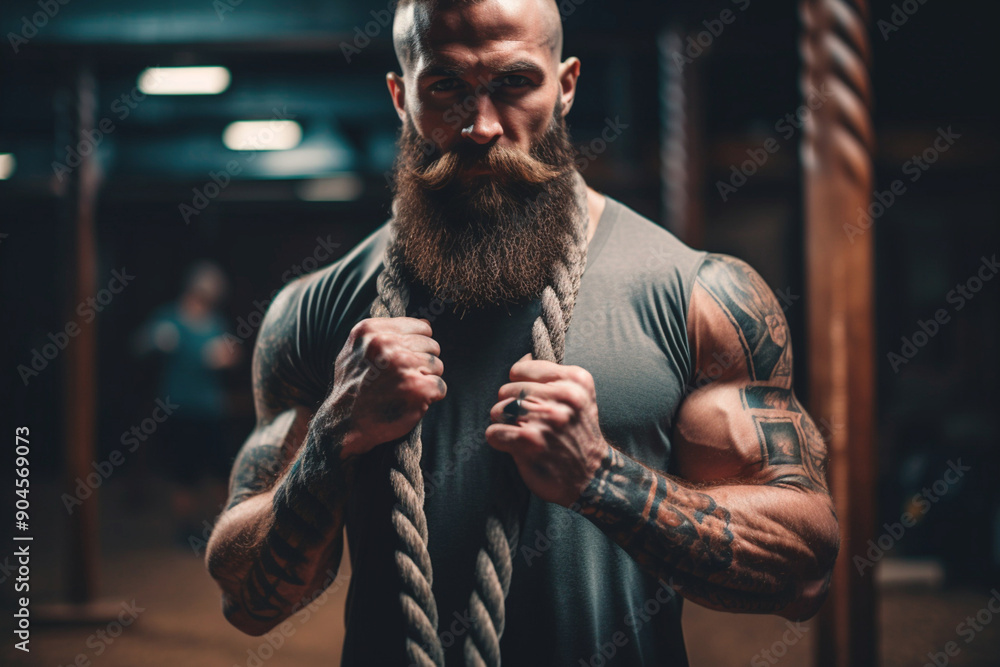 With unwavering resolve, a man endures the physical demands of a challenging CrossFit routine. With unwavering resolve, a man endures the physical demands of a challenging CrossFit routine.