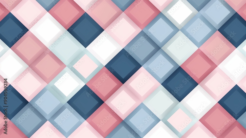 Abstract Geometric Pattern Illustration with Pink, Blue, and White Squares Abstract Geometric Pattern Illustration with Pink, Blue, and White Squares