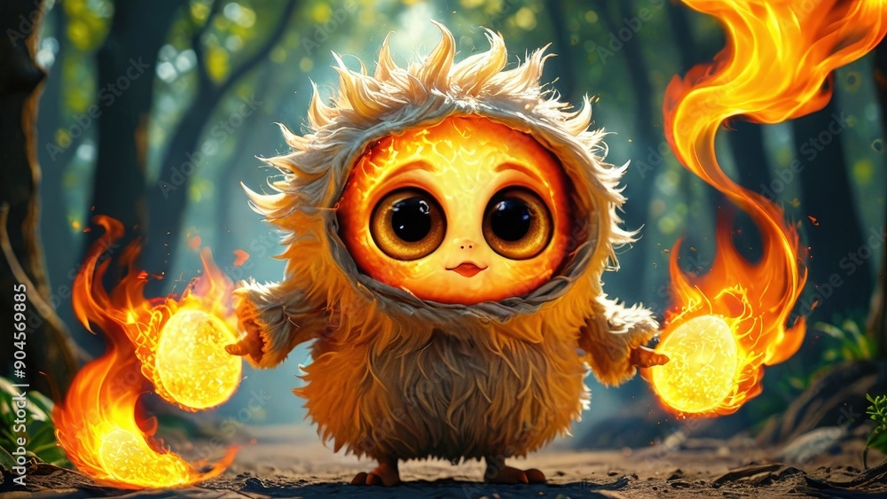 Fire Creature Holding Flaming Orbs. Fire Creature Holding Flaming Orbs.