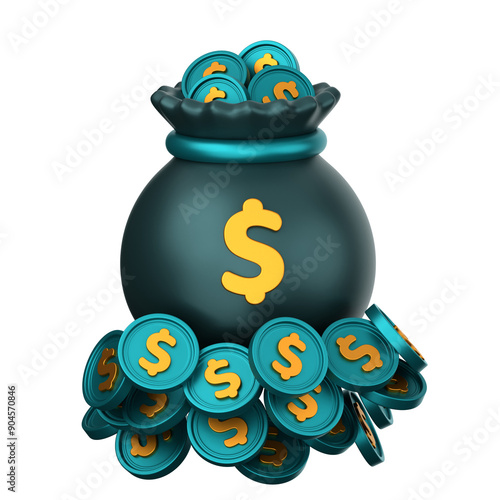 Coin Sack 3D Illustration for uiux, web, app, presentation, etc