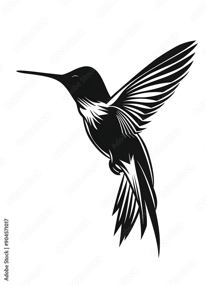 black silhouette of Hummingbird illustration icon for logo, isolated on white background black silhouette of Hummingbird illustration icon for logo, isolated on white background