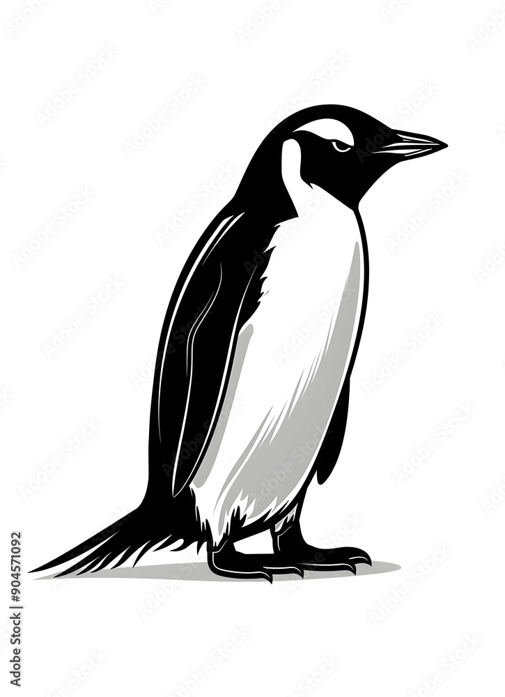 Obraz premium black silhouette of Penguin illustration icon for logo, isolated on white background