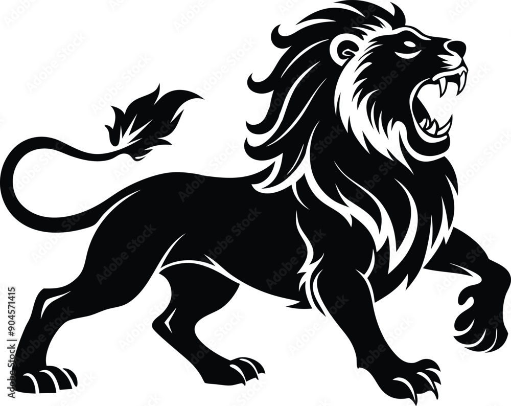 Lion roaring silhouette animal illustration vector Lion roaring silhouette animal illustration vector