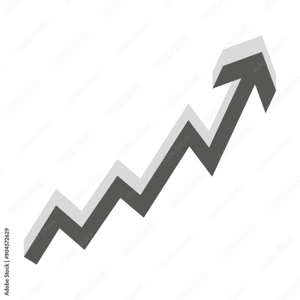 Growth arrow chart. Upward trend vector. Black and grey design. Business progress symbol. Growth arrow chart. Upward trend vector. Black and grey design. Business progress symbol.
