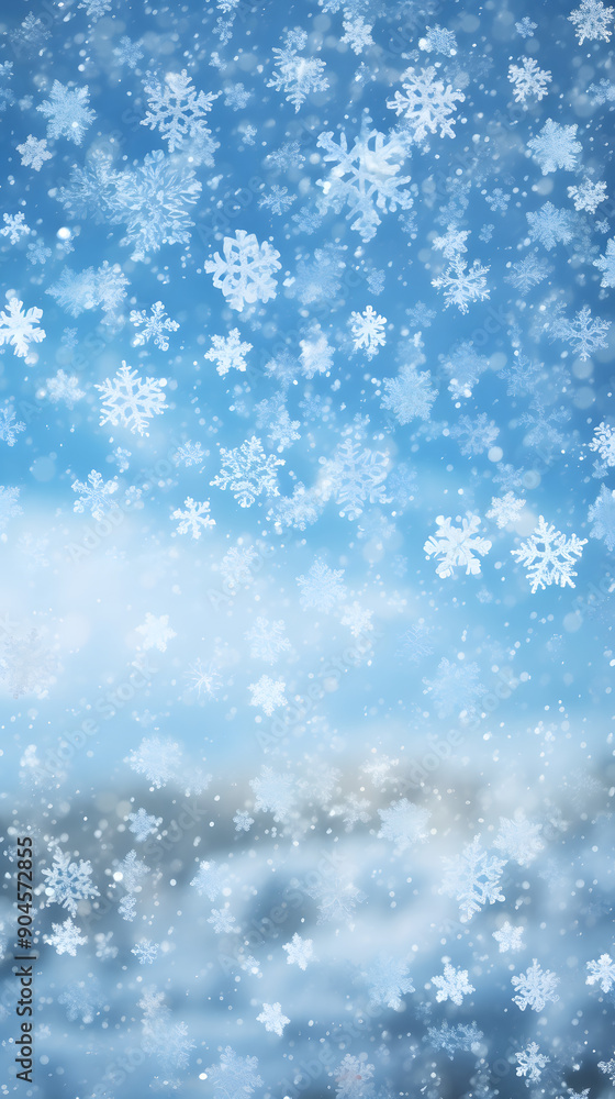 Fototapeta premium Digital blue snowflake geometric abstract graphic poster background