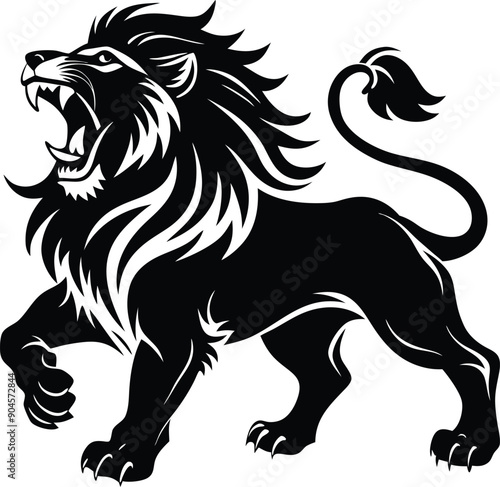 Wallpaper Mural Lion roaring silhouette animal illustration vector Torontodigital.ca