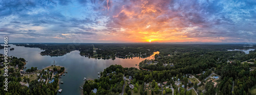 Sunset at Lake Keowee , Aerial Panorama - Seneca, South Carolina - July 2024 photo