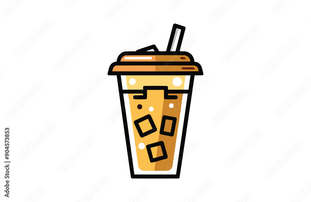 Colorful iced coffee icon isolated on white background. Colorful iced coffee icon isolated on white background.