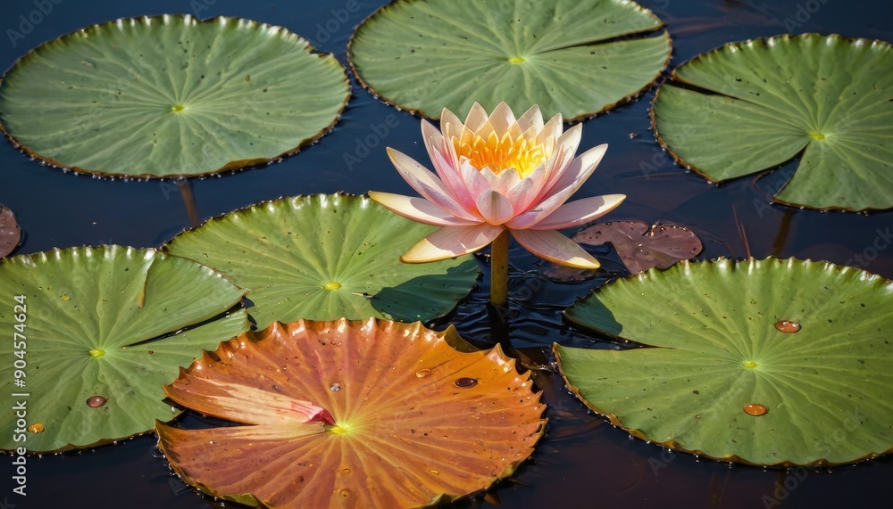 Pink Water Lily in a Pond. Pink Water Lily in a Pond.