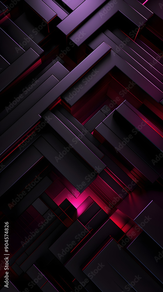 Digital purple and black stacked geometric abstract graphics poster background Digital purple and black stacked geometric abstract graphics poster background