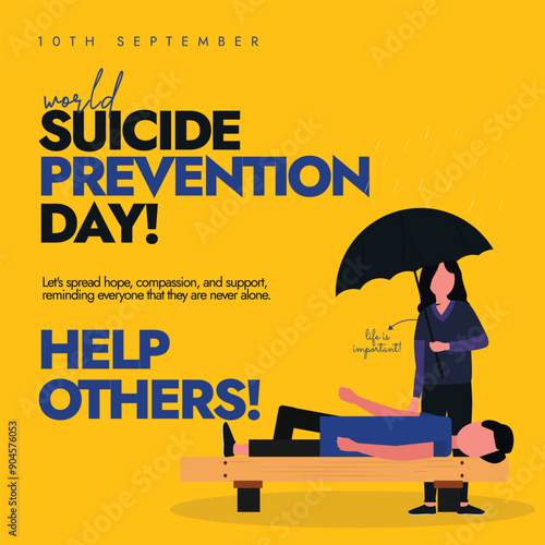 Suicide Prevention Day. 10th September World Suicide Prevention day conceptual banner. The day is to raise awareness about this complex issue and promotes that suicide can be prevented. 