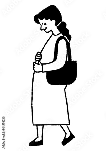 Pregnant woman walking while taking care of her belly_2