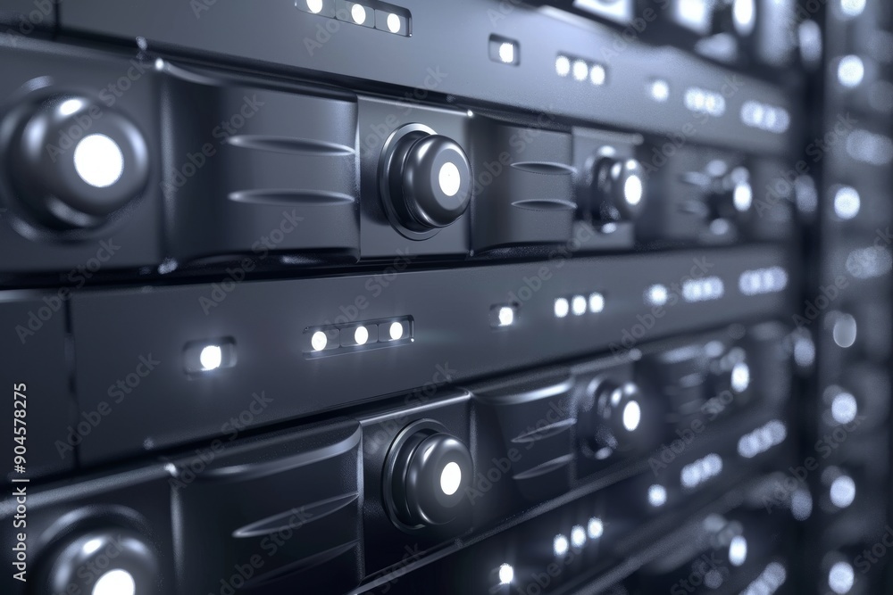 Obraz premium Advanced server room with secure systems, showcasing data protection in modern infrastructure.