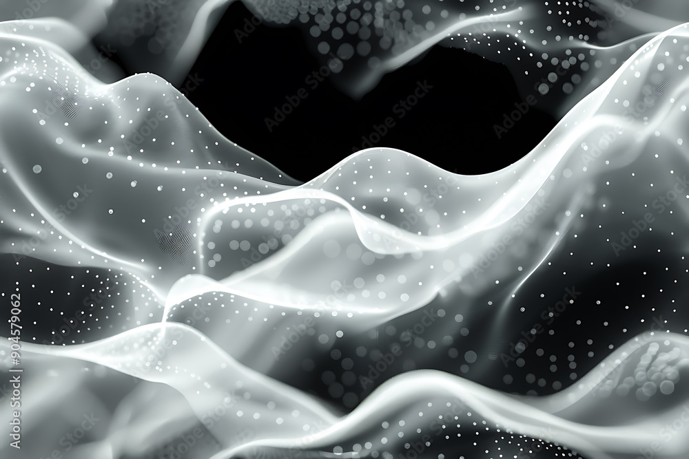 Seamless texture featuring dark waves with glowing dots and lines, creating a futuristic and dynamic design with depth.
Seamless texture featuring dark waves with glowing dots and lines, creating a futuristic and dynamic design with depth.
