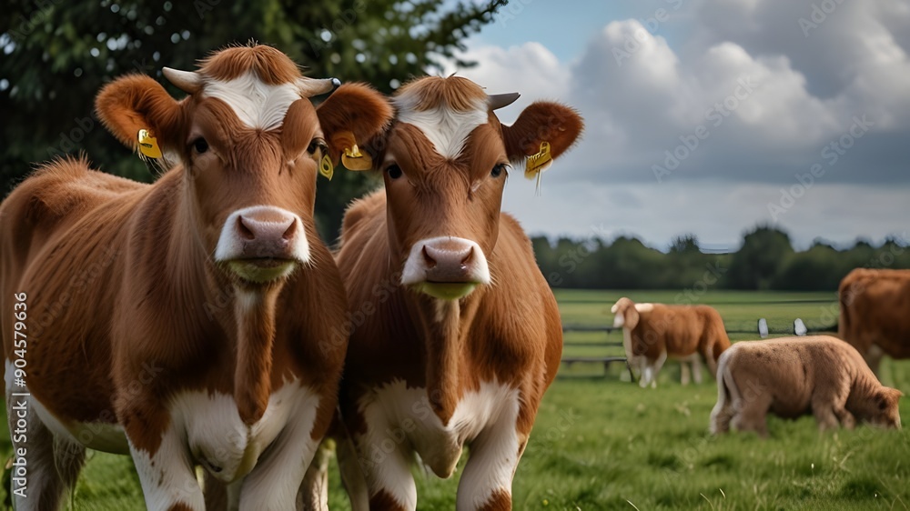Cute Jersey cows on a farm in Denmark Cute Jersey cows on a farm in Denmark
