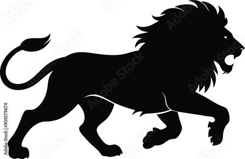 Silhouette of a running lion animal illustration