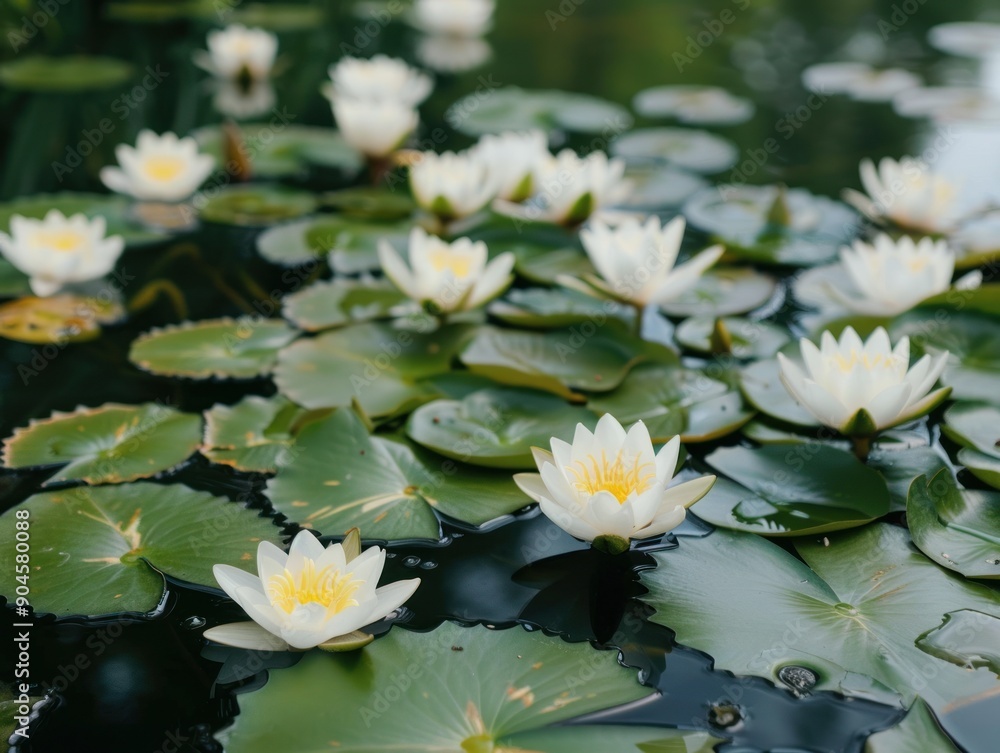Water Lilies Floating on a Calm Pond Water Lilies Floating on a Calm Pond
