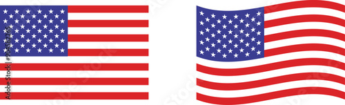 アメリカ合衆国の国旗のイラストセット