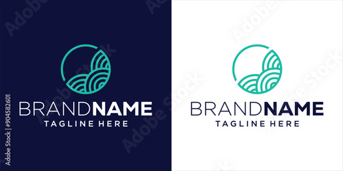 Creative Monoline Logo Design Desert In Circle, Design Inspiration, Illustration, Vector