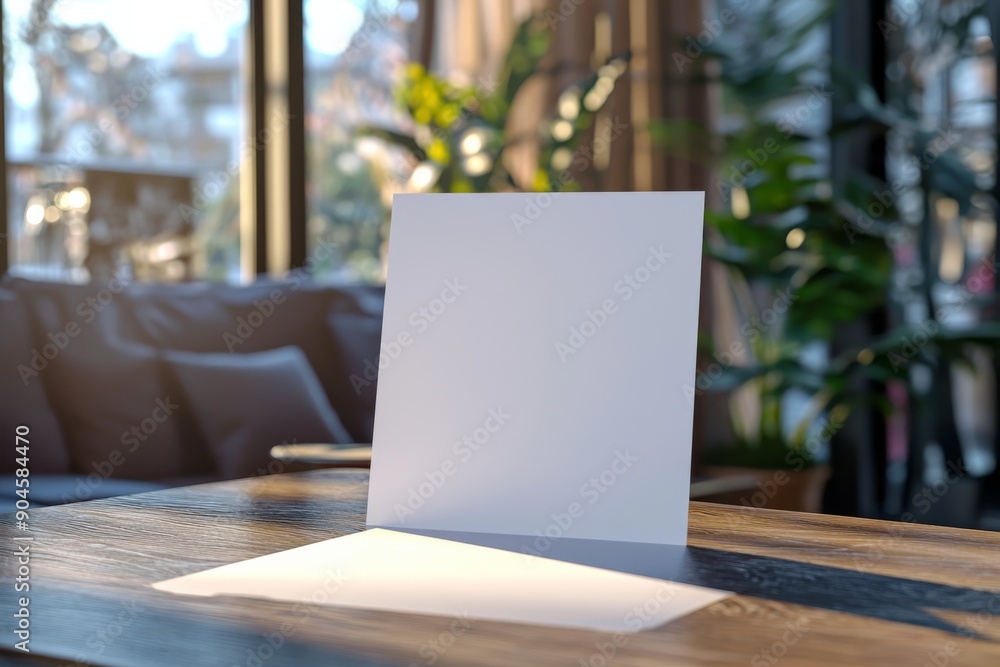 Blank paper mockup on table created with Generative AI Blank paper mockup on table created with Generative AI