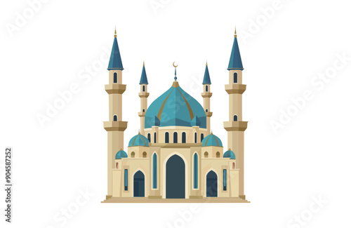 Colorful mosque icon isolated on white background.