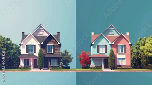 Deciding  a house , mansion, apartment icon to choose the best property you want. Choose place to live that suits your lifestyle. Real estate and property decision making concept.